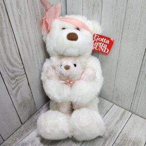 GUND Momma’s Love Teddy Plush White Momma Bear Holding Pink Baby Bear